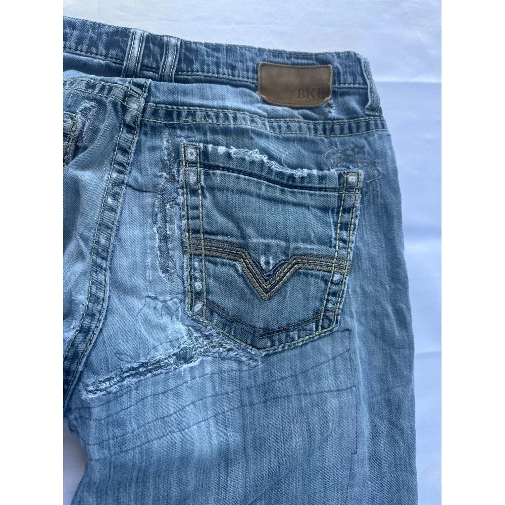 BKE Tyler Straight Leg Distressed Medium Wash Mens Denim Jeans 32R